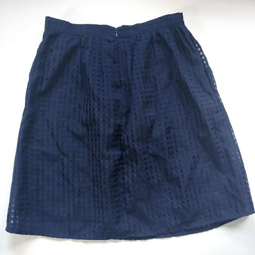 Maison Jules Navy Skirt Checked Lined Midi Skirt, Size - Small‎